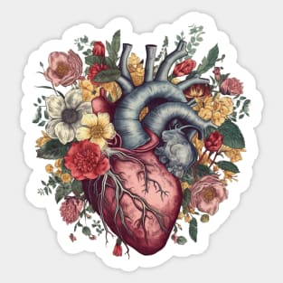 Floral Covered Human Heart, Love Flowers Sticker